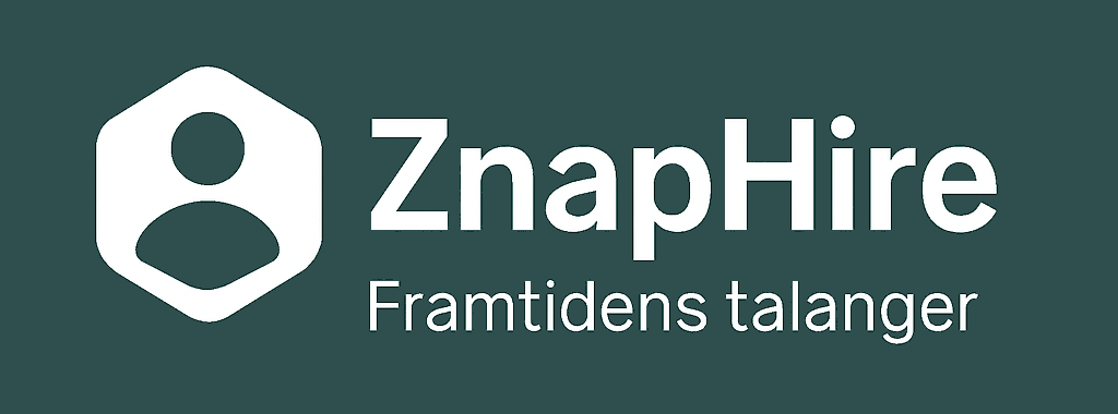 Logo for ZnapHire featuring a stylized user icon and the tagline 'Framtidens talanger' on a dark background.